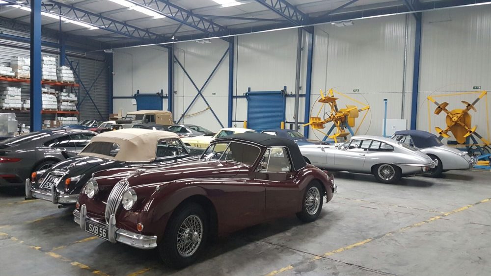 Vintage Cars in warehouse